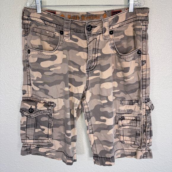 Rock Revival Shorts Mens 32 Cargo Camo Classic Flap Pocket